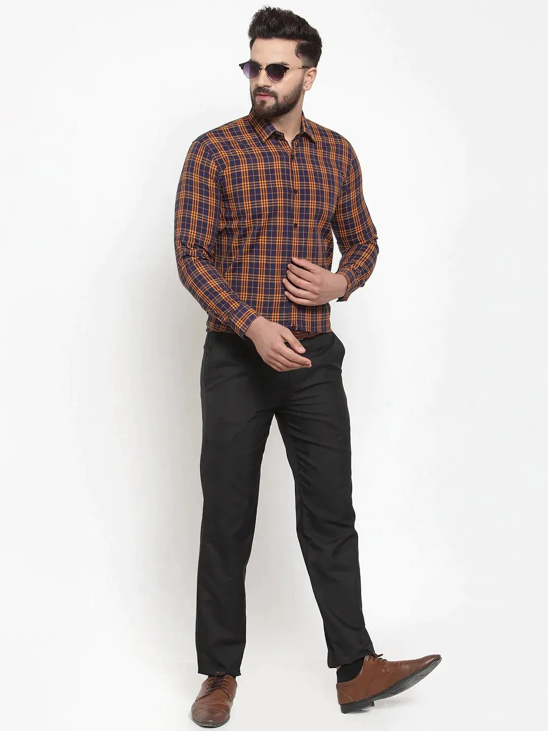 Multi Men'S Cotton Checked Formal Shirts