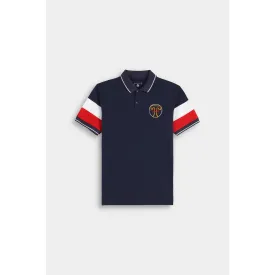 Navy Blue Contrast Sleeves Polo