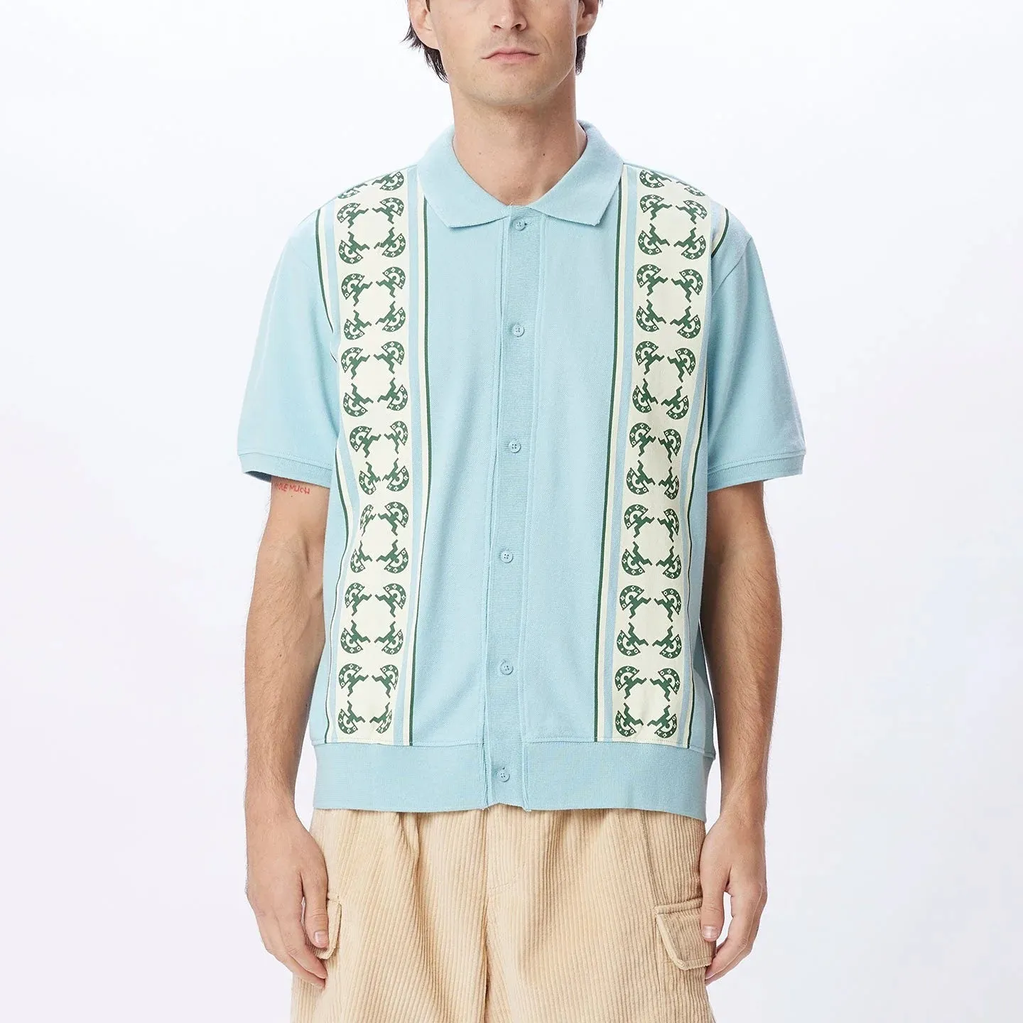 Obey Monument Button Up Polo - SKY BLUE MULTI