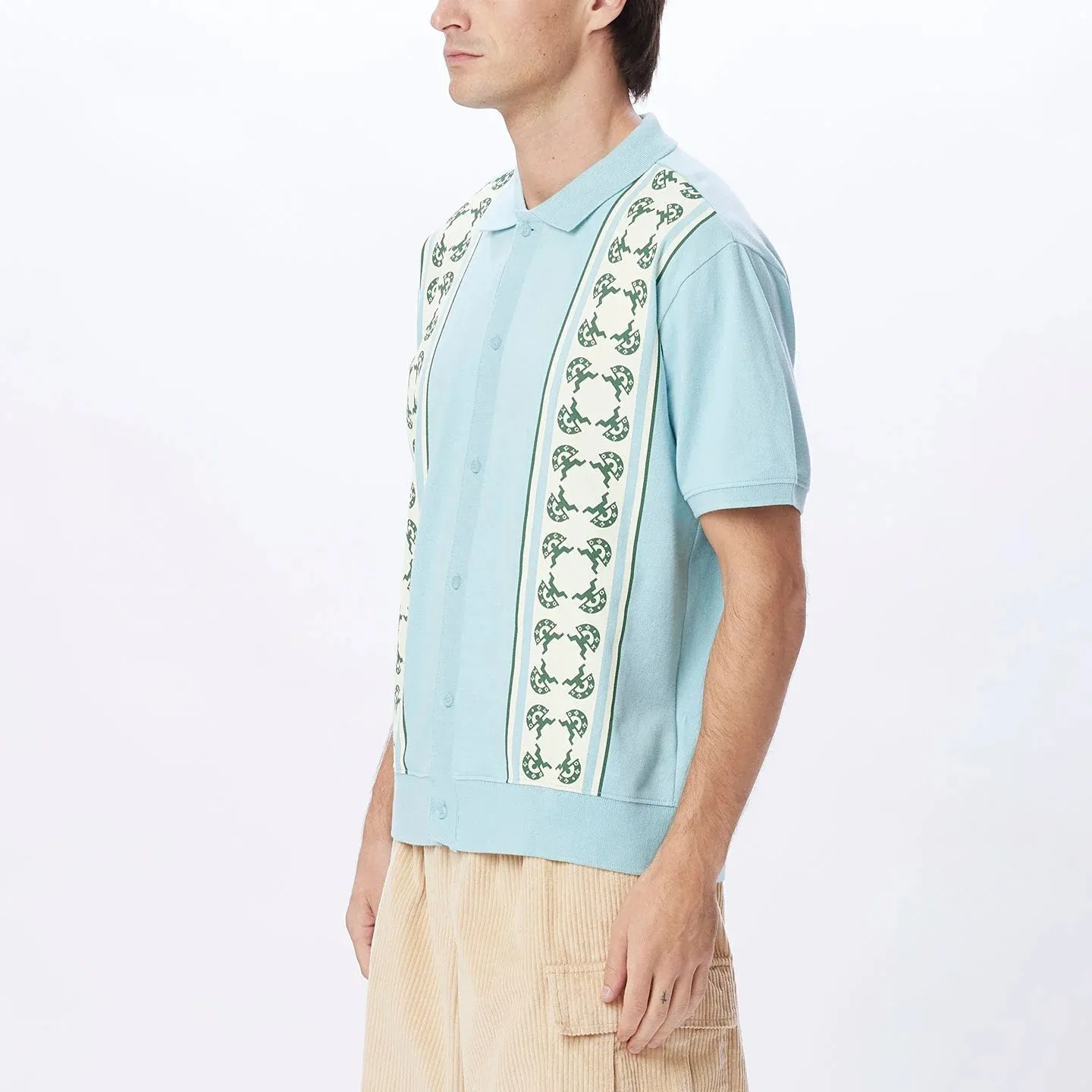 Obey Monument Button Up Polo - SKY BLUE MULTI