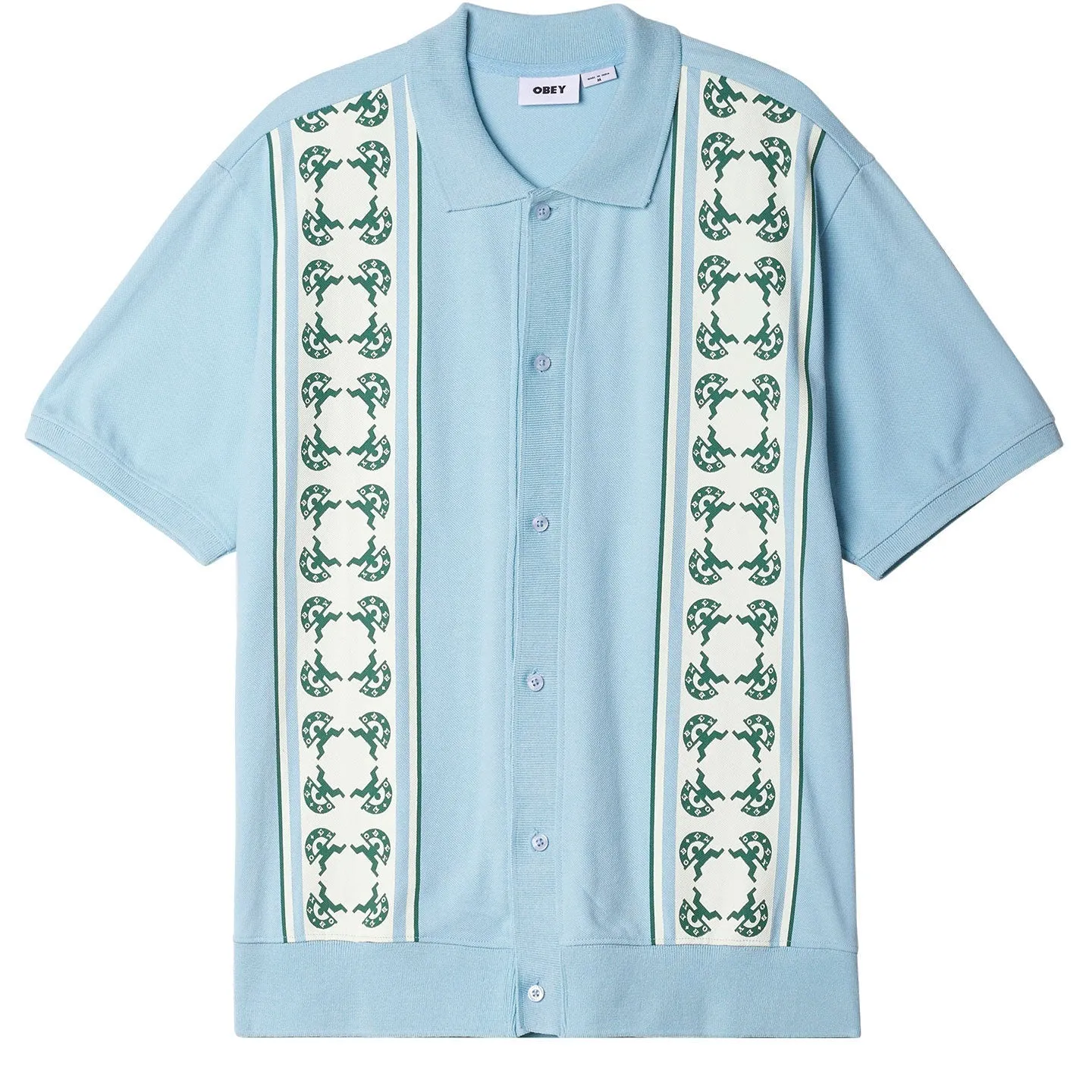 Obey Monument Button Up Polo - SKY BLUE MULTI