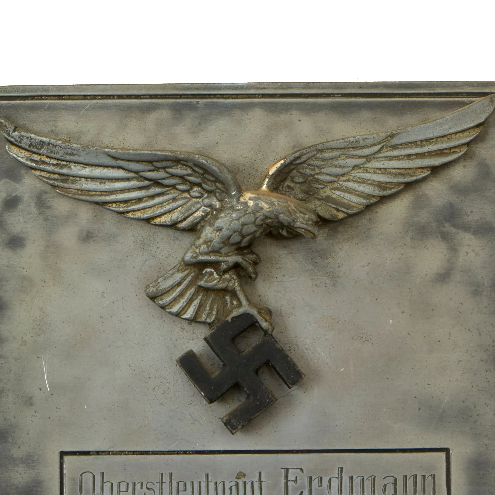 Original German WWII Luftwaffe Named Outstanding Performance Presentation Plaque from Luftgau XI - dated 1942