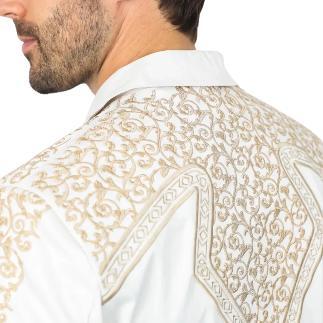 Platini Men's Embroidery Fashion Beige Blazer