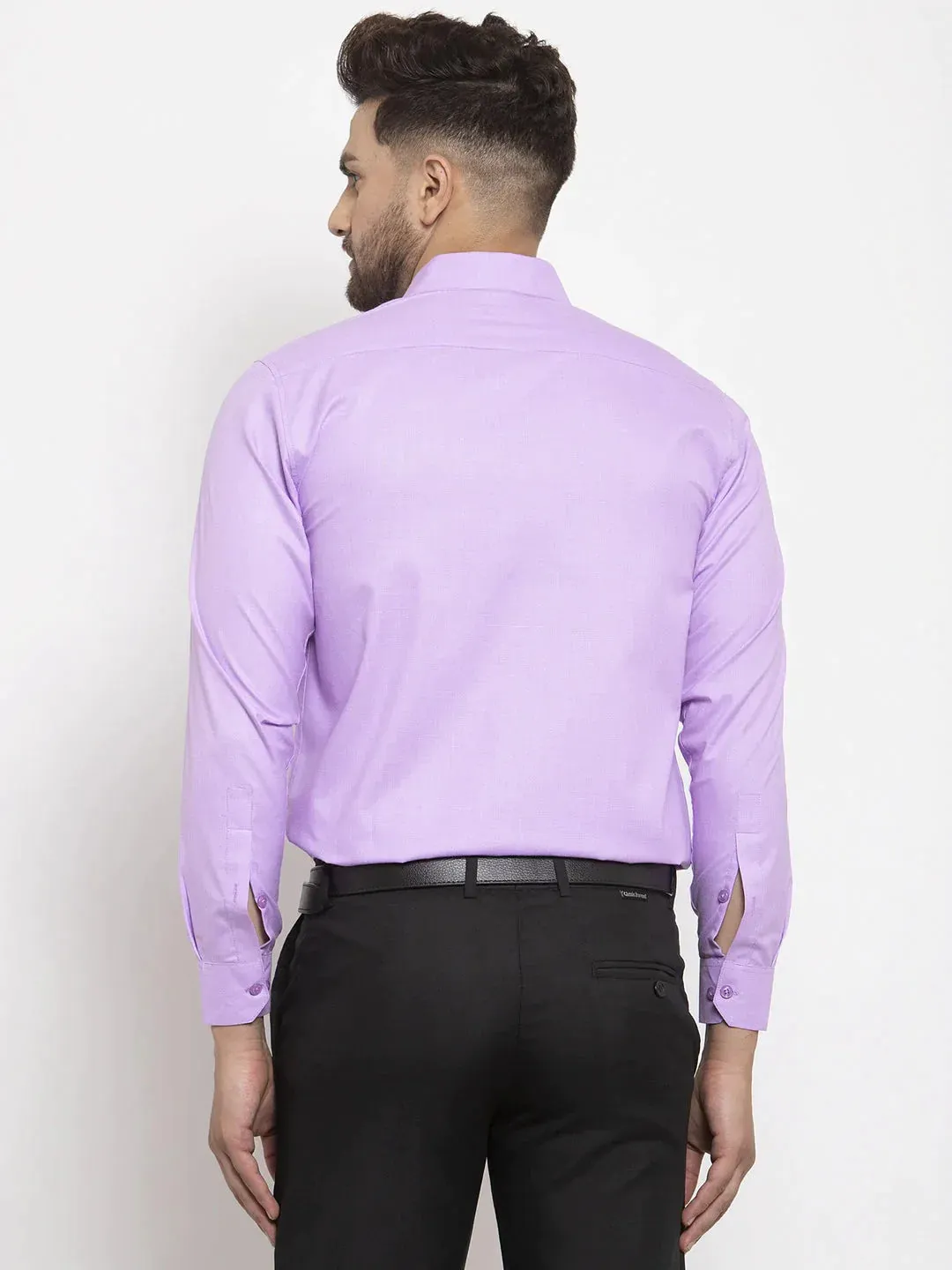 Purple Men'S Cotton Geometric Formal Shirts