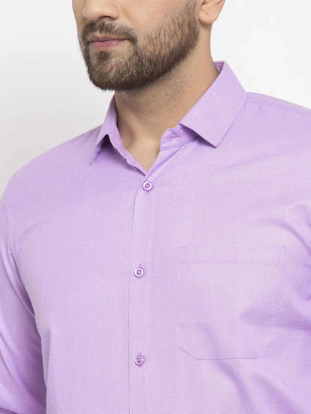 Purple Men'S Cotton Geometric Formal Shirts