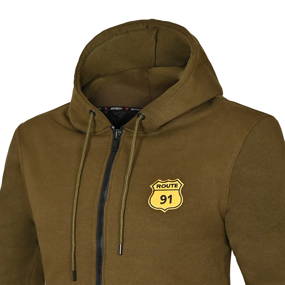 R-TECH Route 91 Motorbike Touring Hoodie Olive Green