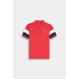 Red Contrast Sleeves Polo