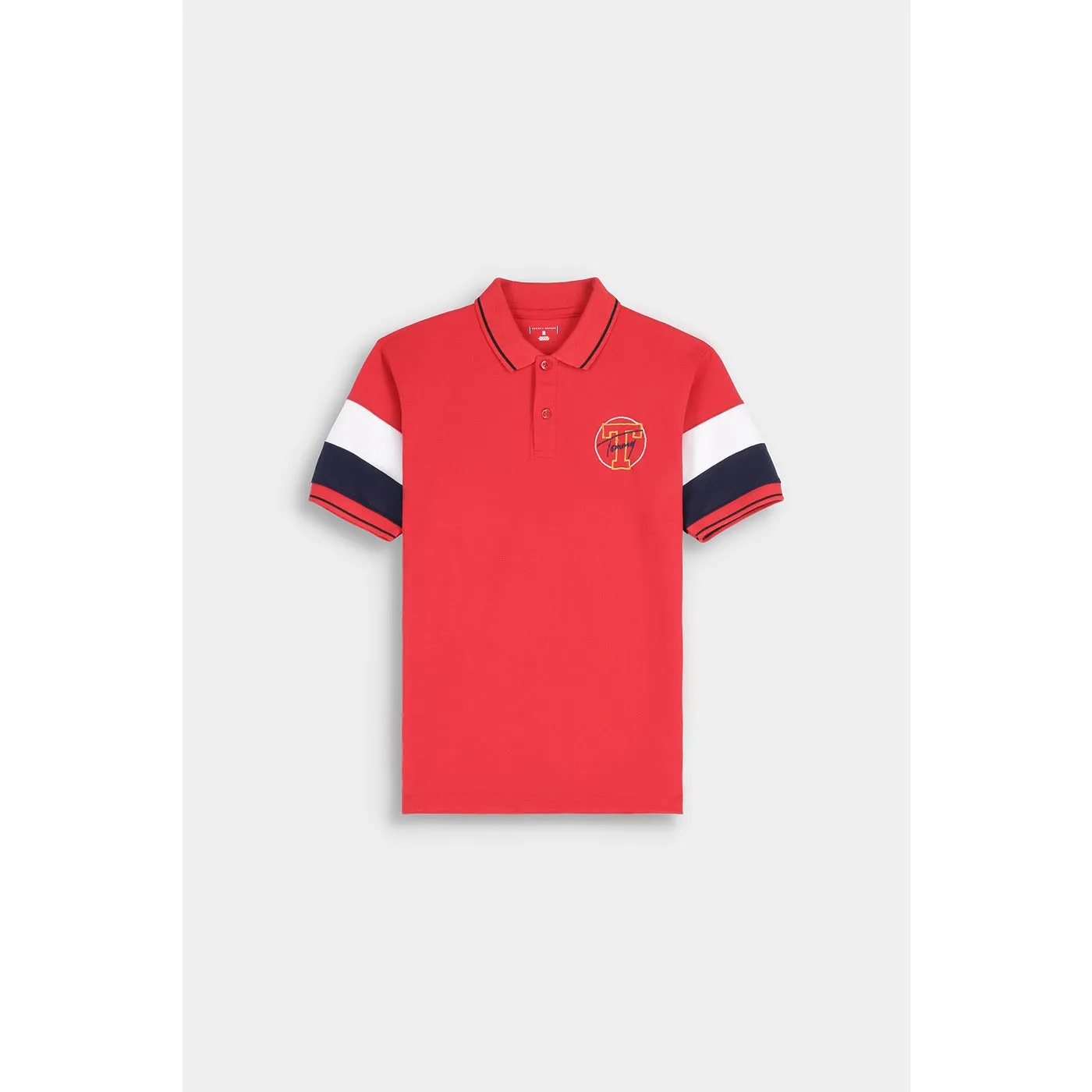 Red Contrast Sleeves Polo