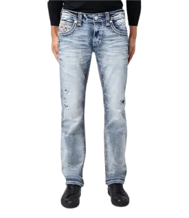 Rock Revival Men's Titus Straight-Fit "RR" Embroidered-Pocket Jeans