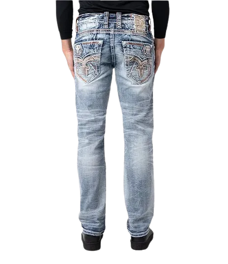 Rock Revival Men's Titus Straight-Fit "RR" Embroidered-Pocket Jeans