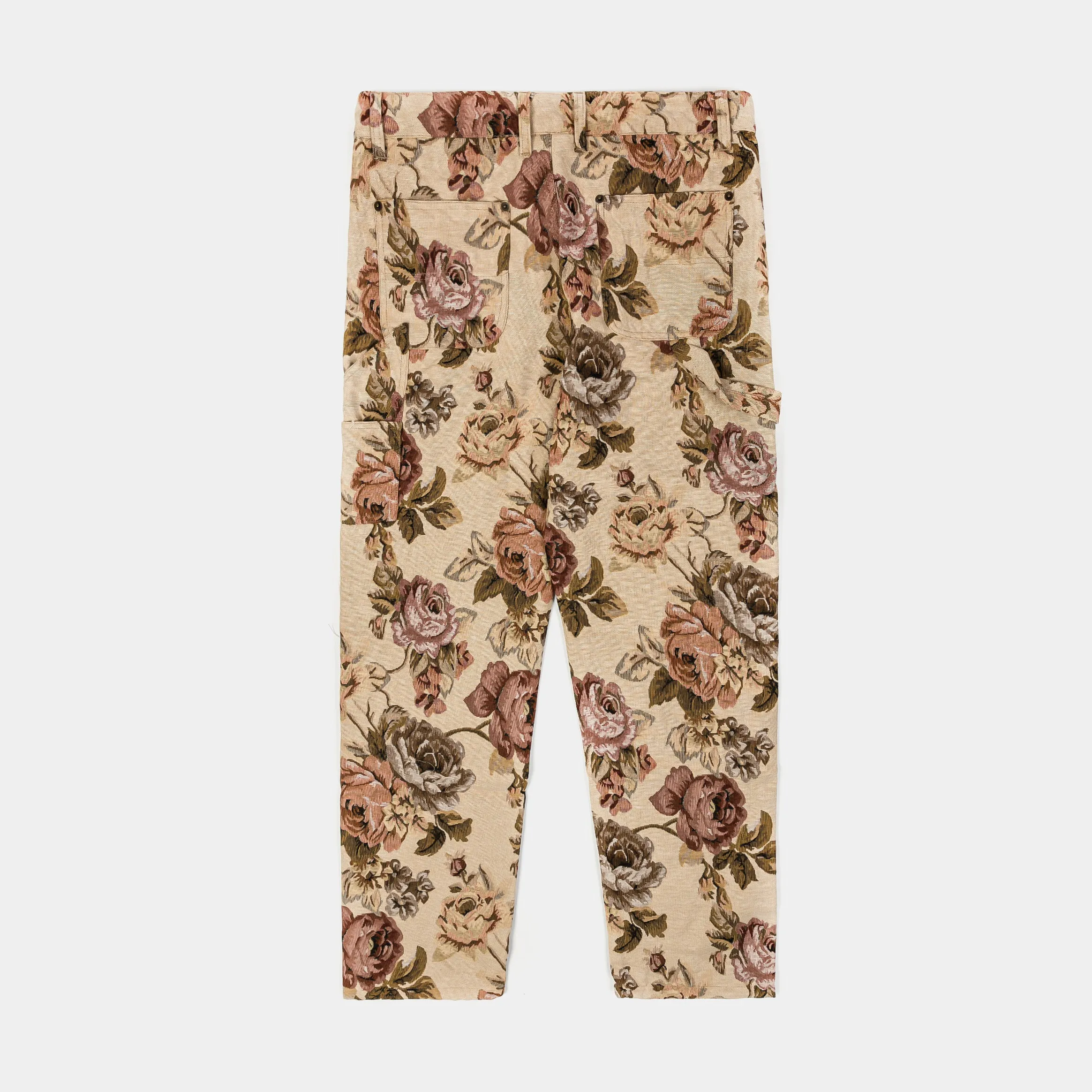 Rose Jacquard Mens Pants (Tan/Red)