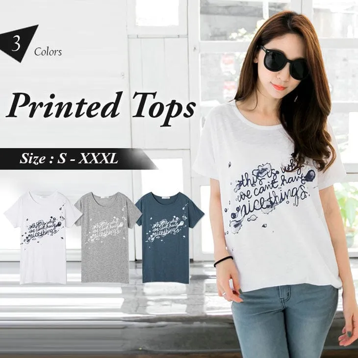 ROUND-NECK DYE-PRINT TOPS