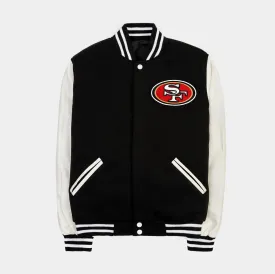 San Francisco 49ers Reversible Letterman Mens Jacket (Black/White)