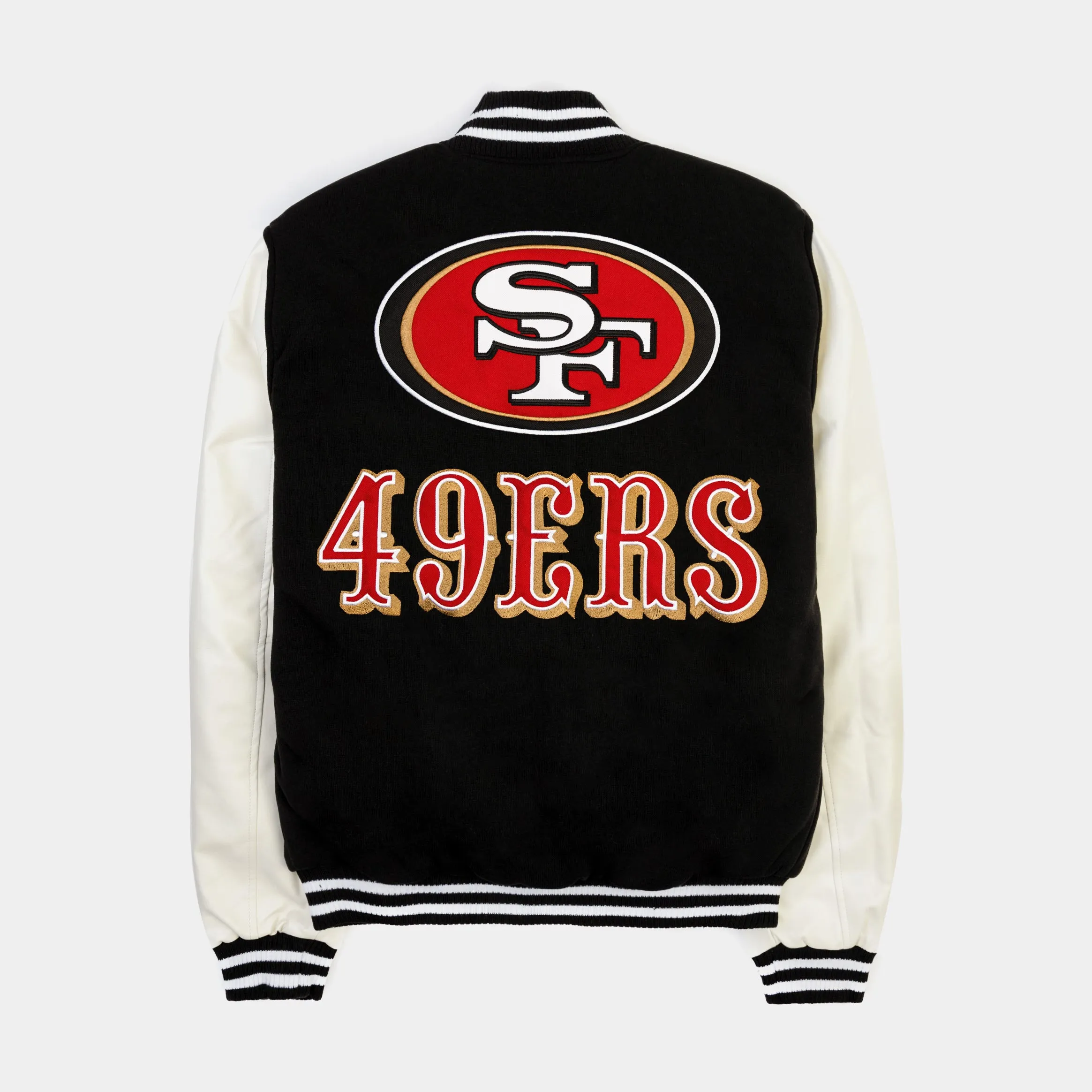 San Francisco 49ers Reversible Letterman Mens Jacket (Black/White)