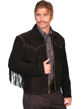 Scully Leather Mens Black Boar Suede Western Fringe Jacket