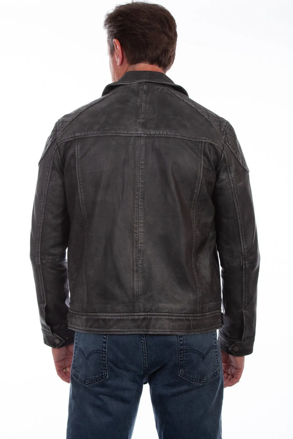 Scully Mens Black Lamb Leather Washed Jacket