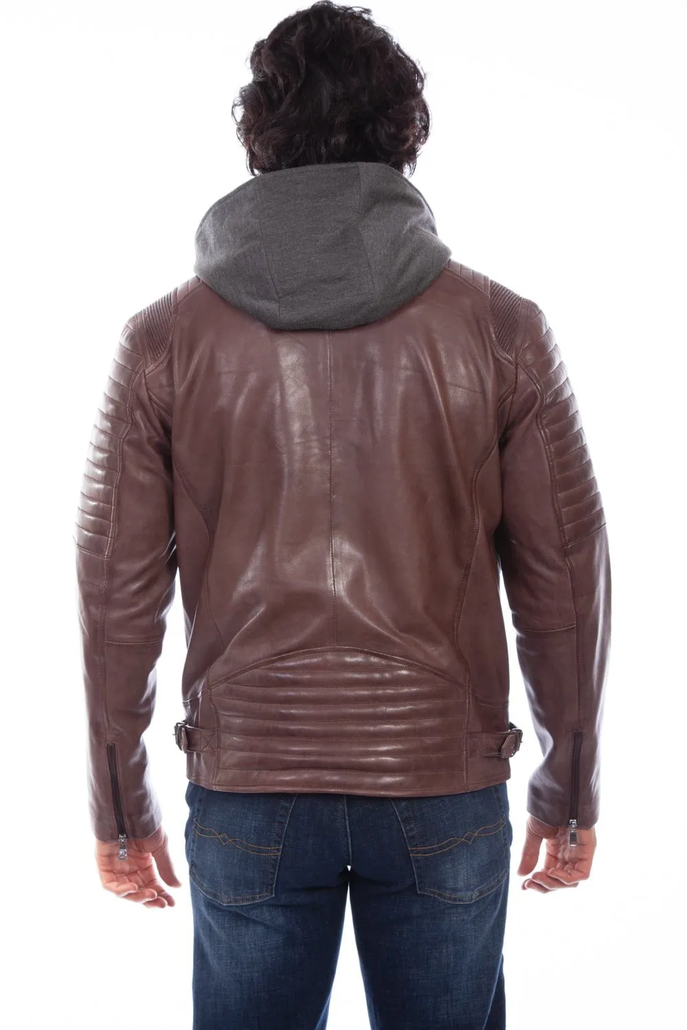 Scully Mens Brown Leather Sporty Hooded Jacket