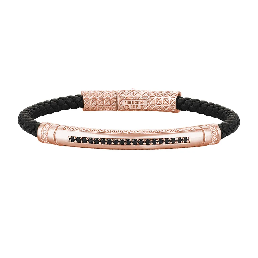 Signature Leather Bracelet - Solid Rose Gold