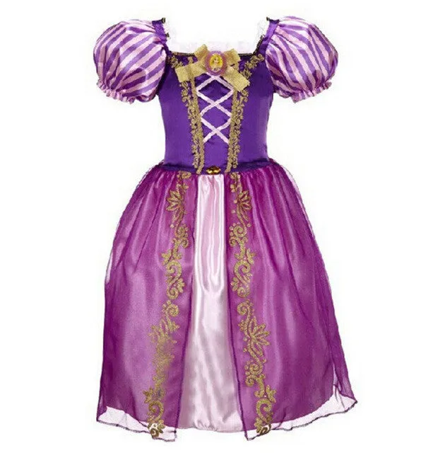 Sofia Cinderella Rapunzel Belle Snow White Girl Kid Short Sleeve Princess Dress Up Teenage Halloween Party Dress Cosplay Costume