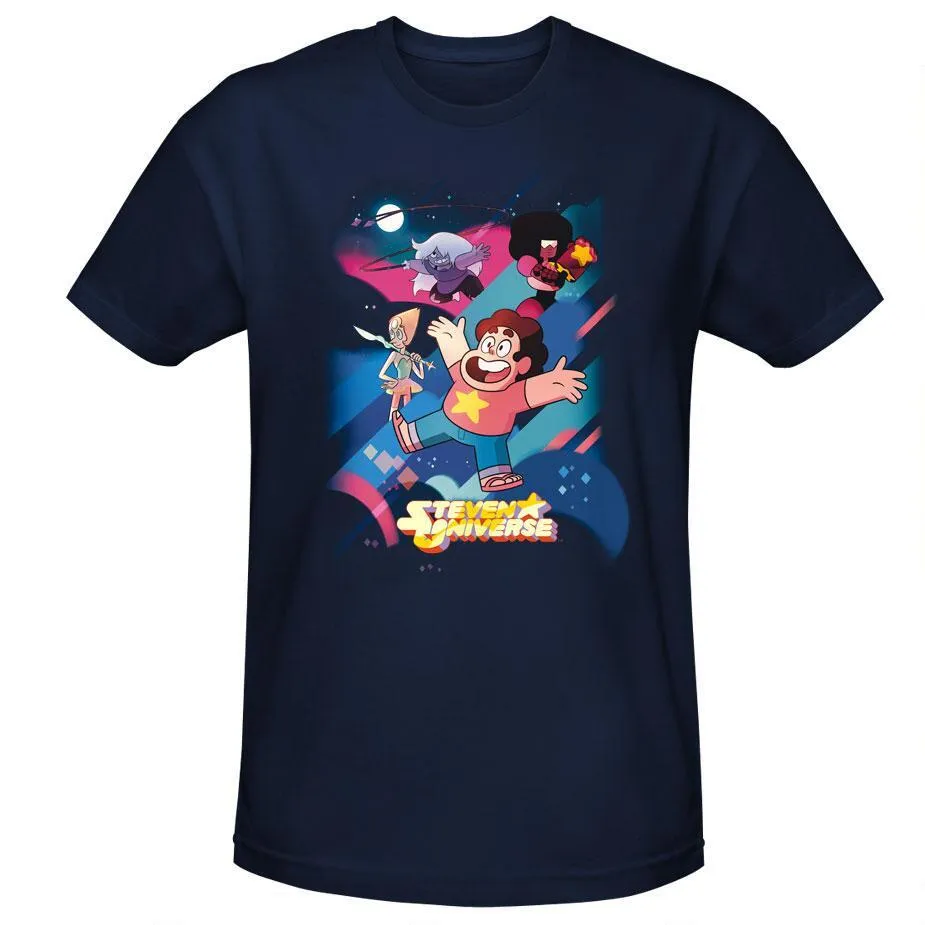 Steven Universe and Crystal Gems Adult Fitted Navy T-Shirt