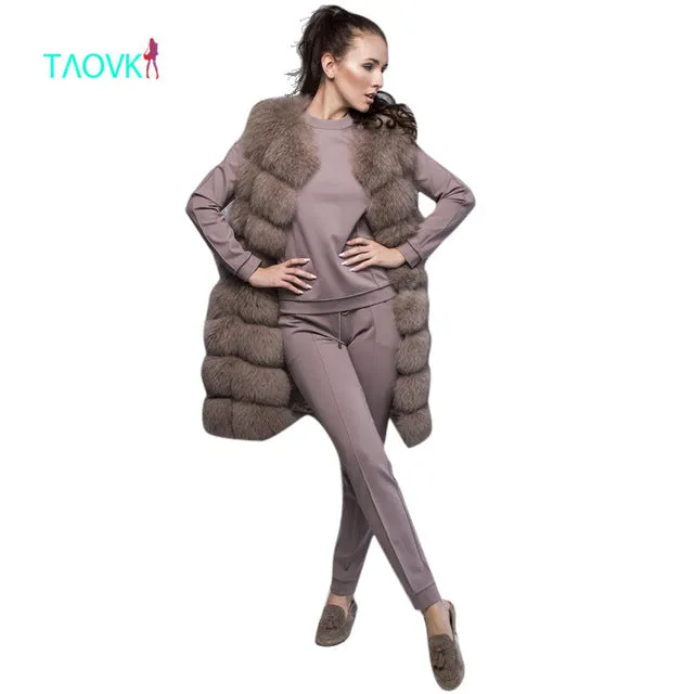 TAOVK design 2016 new fashion Russia style Women Wine red & Apricot-colored , 2-piece Sweatshirt Long Pant Leisure clothes