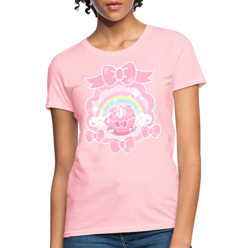 Teatime Fantasy Women's Pink Cotton T-Shirt