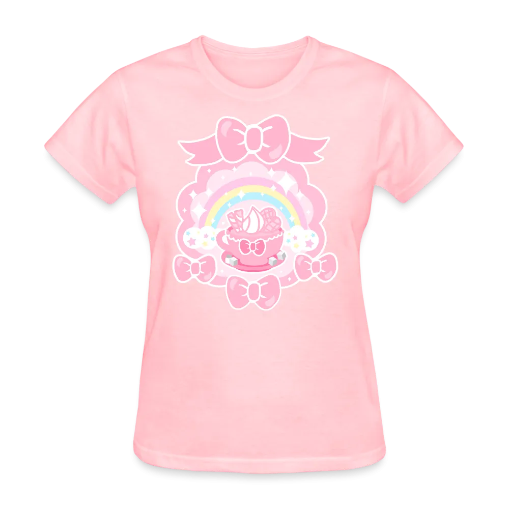 Teatime Fantasy Women's Pink Cotton T-Shirt