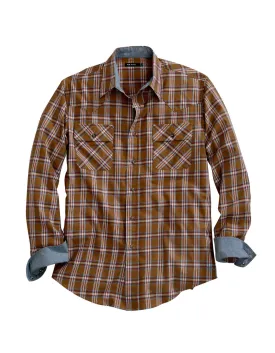 Tin Haul Mens Golden Brown 100% Cotton Plaid L/S Western Shirt