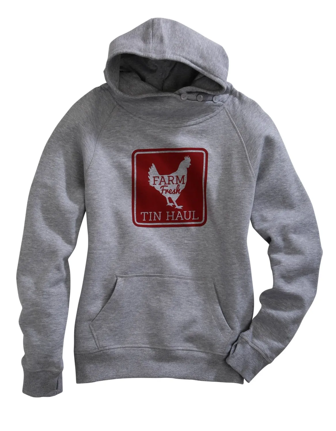 Tin Haul Womens Grey Cotton Blend Farm Fresh Hoodie