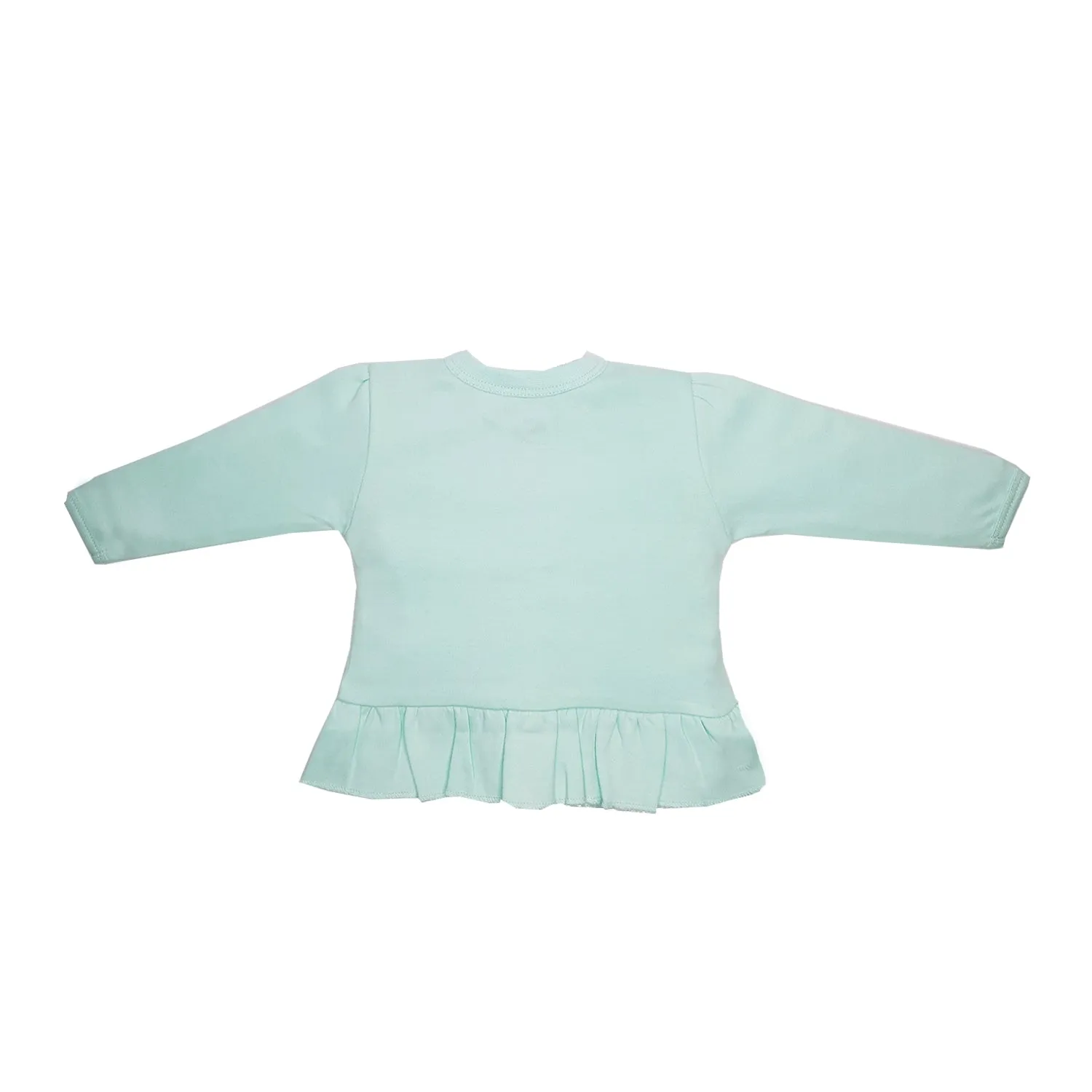 Top Full Sleeves Girls Peach/Aqua - 2Pc Set