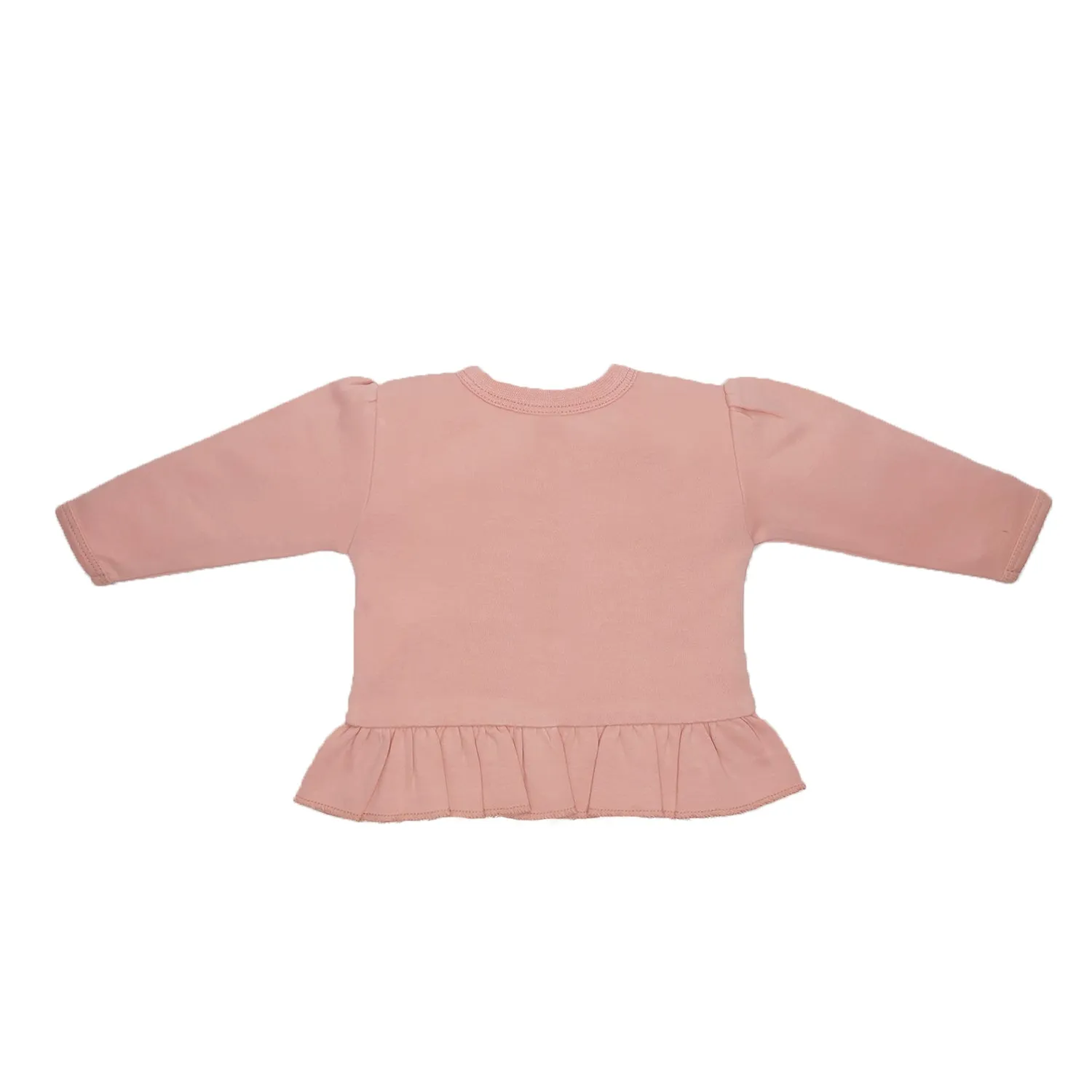 Top Full Sleeves Girls Peach/Aqua - 2Pc Set