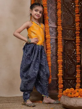 V Neck Sleeveless Printed Top Dhoti Pant Clothing Set