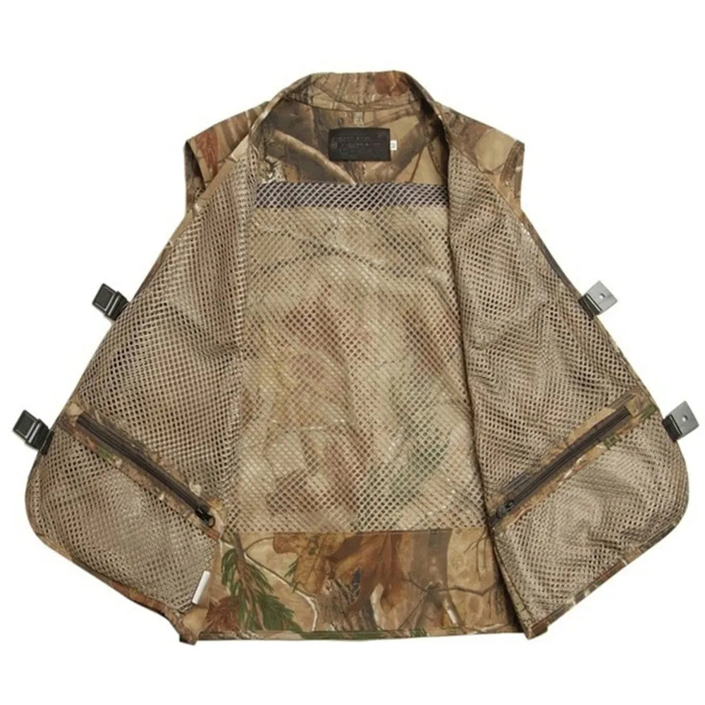 Vest Mesh Multi Pocket Male Sleeveless Jackets Gauze Green Camouflage