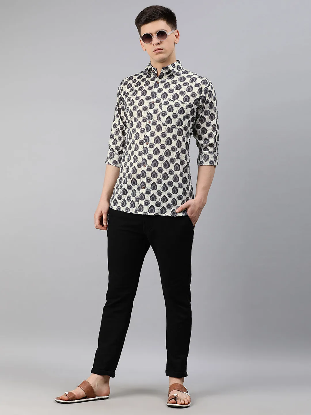 White Cotton Full Sleeves Shirts For Men-Mmf023