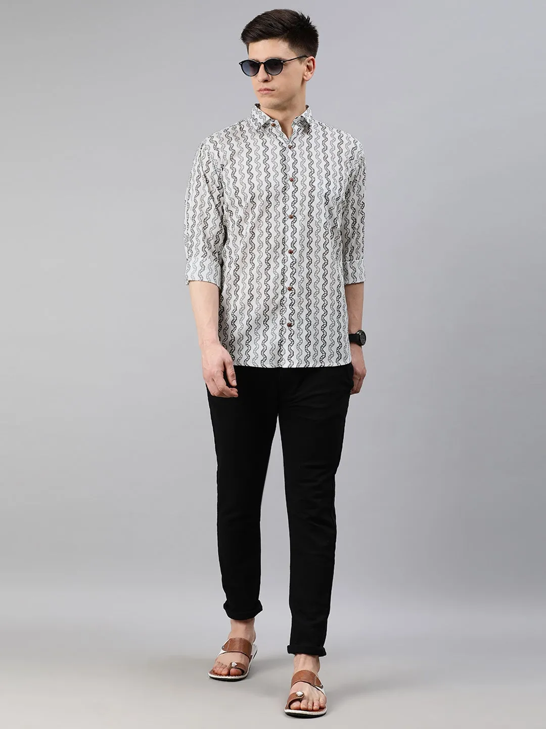 White Cotton Full Sleeves Shirts For Men-Mmf0243