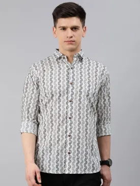 White Cotton Full Sleeves Shirts For Men-Mmf0243