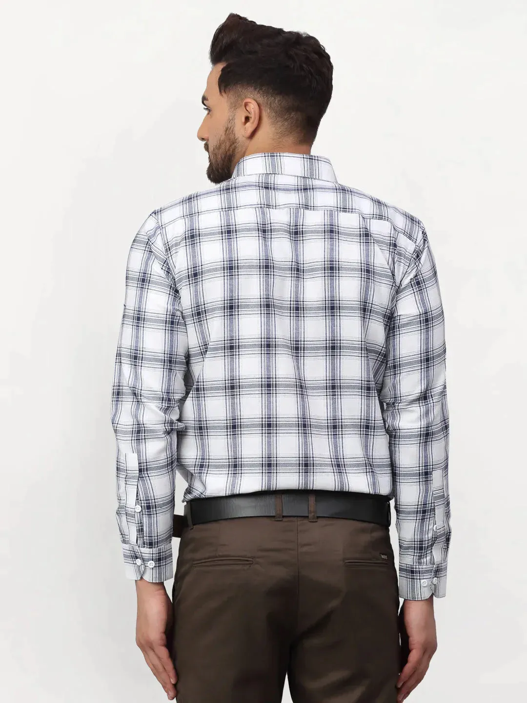 White Men'S Checked Formal Shirts