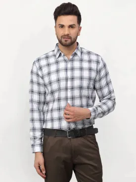 White Men'S Checked Formal Shirts