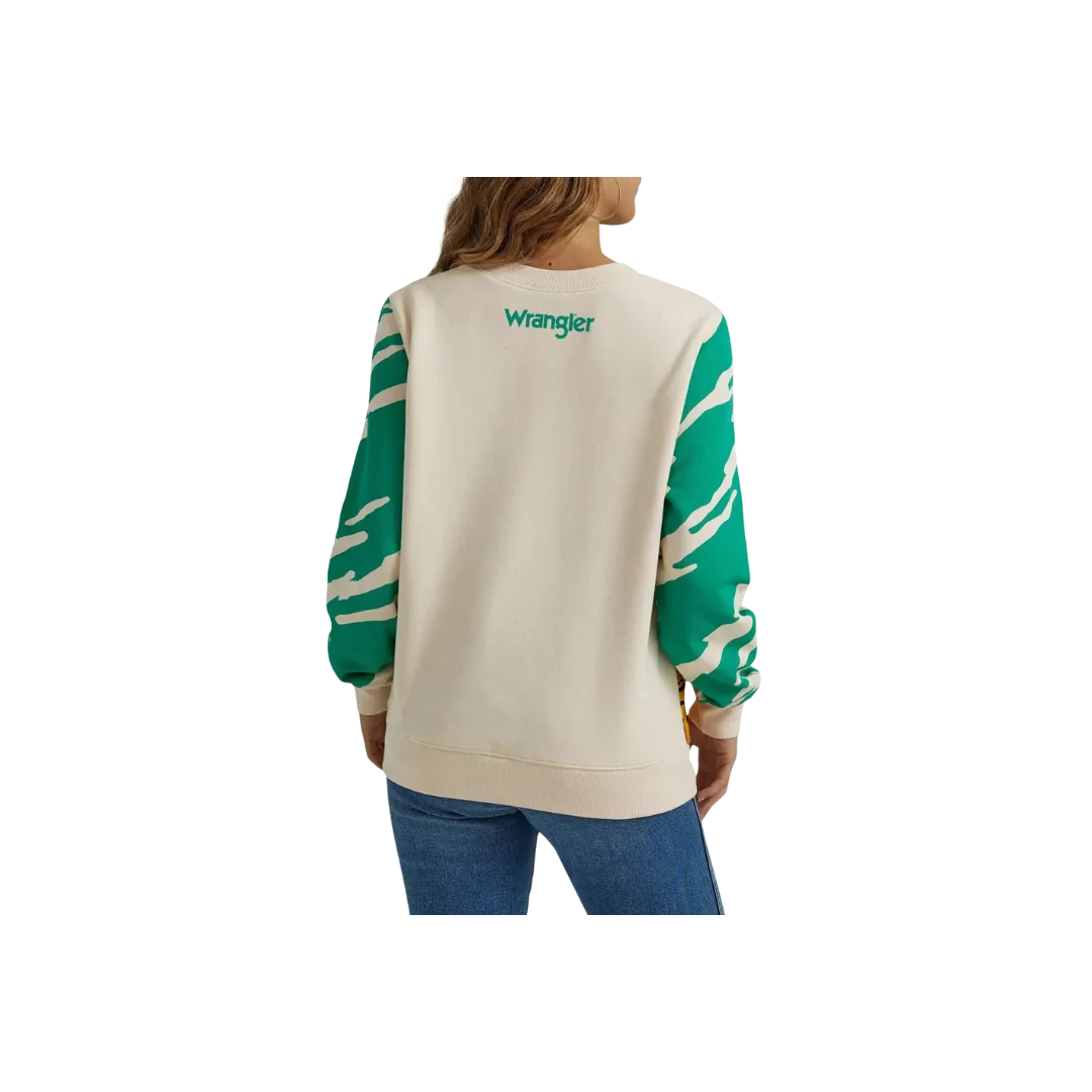 Wrangler Women's Retro Cream Vibrant Western Scene Long Sleeve Multi Color Sweatshirt