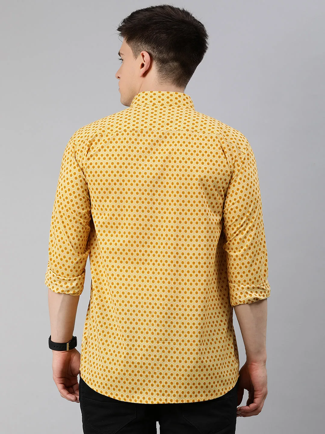 Yellow Cotton Full Sleeves Shirts For Men-Mmf0242