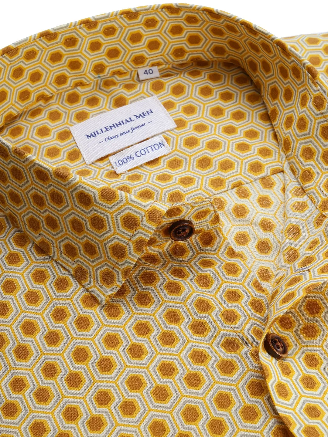 Yellow Cotton Full Sleeves Shirts For Men-Mmf0242