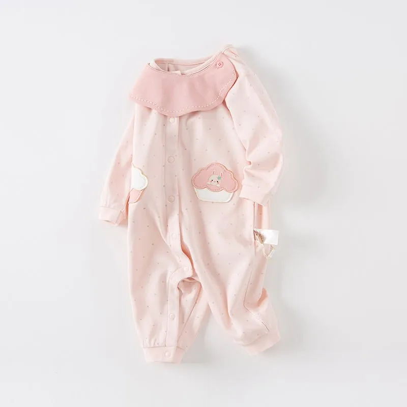 Yummy Cupcake Removable Bib Collar Girl Pink Romper