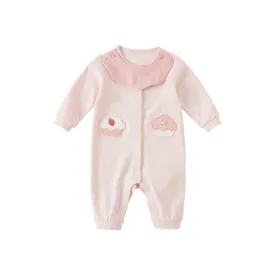 Yummy Cupcake Removable Bib Collar Girl Pink Romper